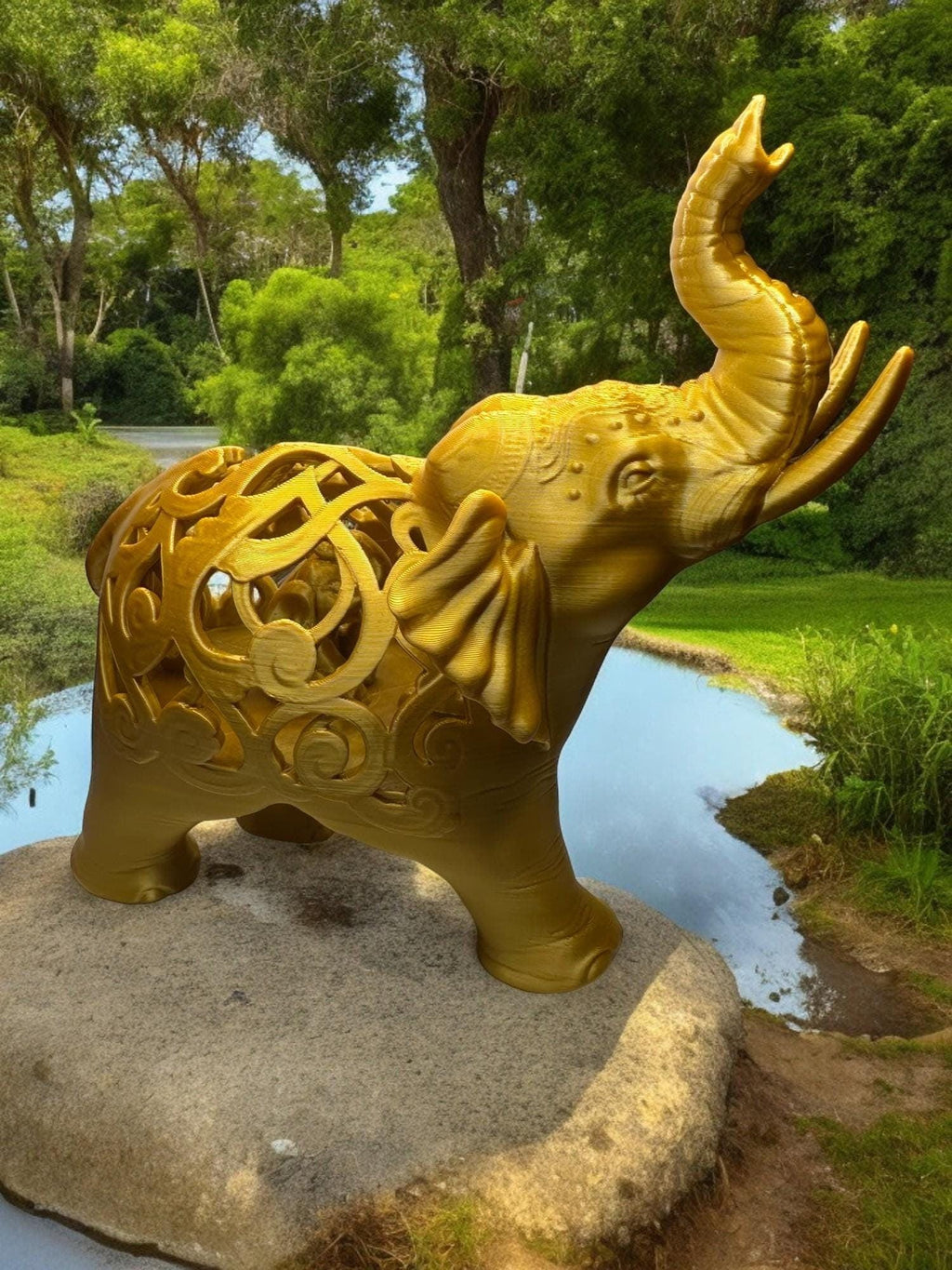 Majestic Carved Elephant