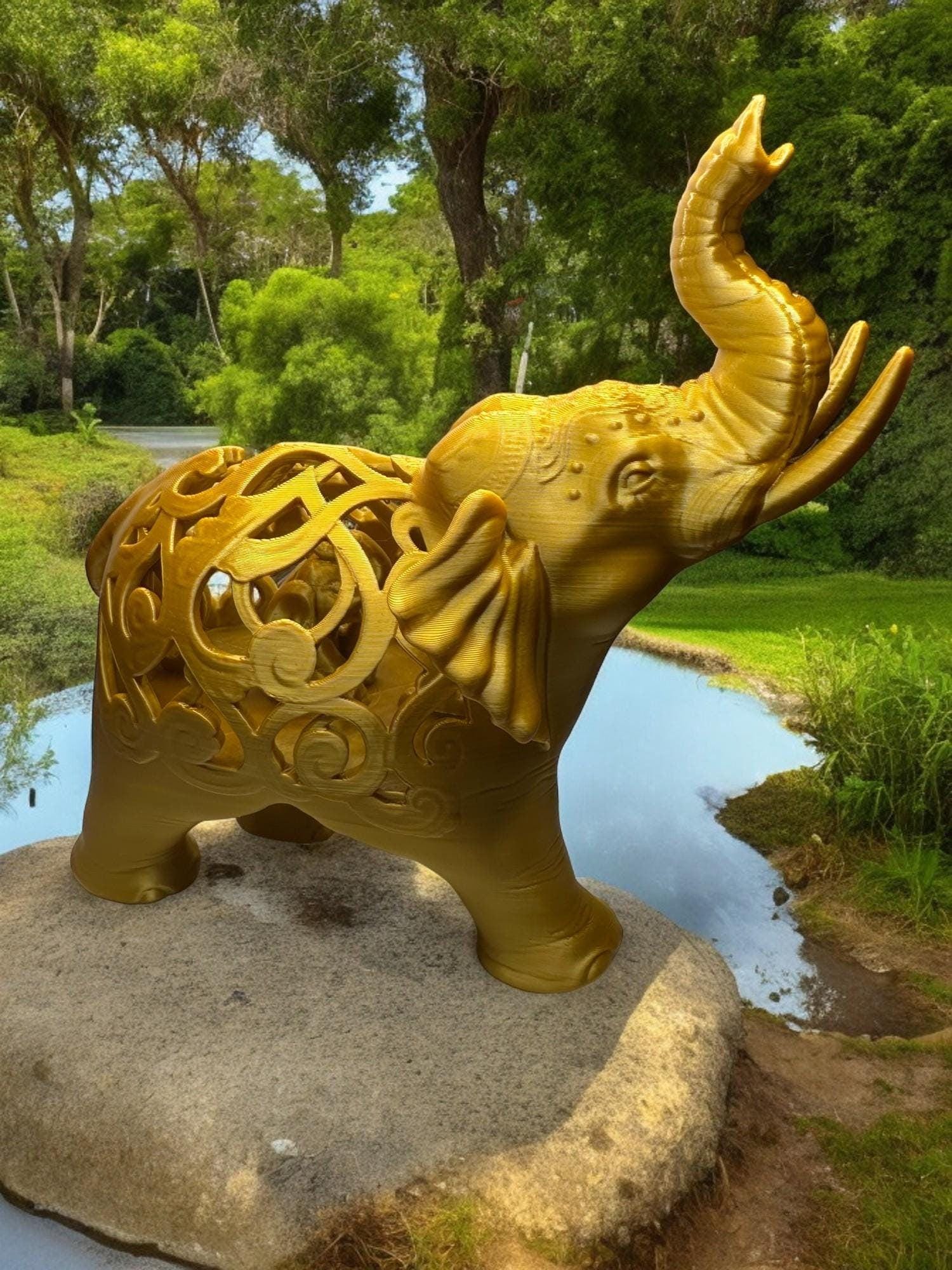 Majestic Carved Elephant